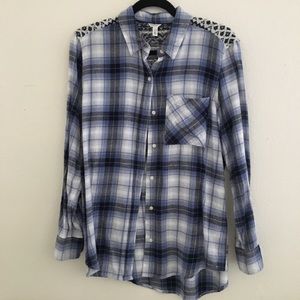AEROPOSTALE FLANNEL WITH KNIT BLOCKING